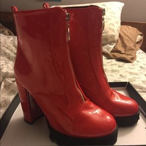 Dolls Kill Red Patent Leather Booties
